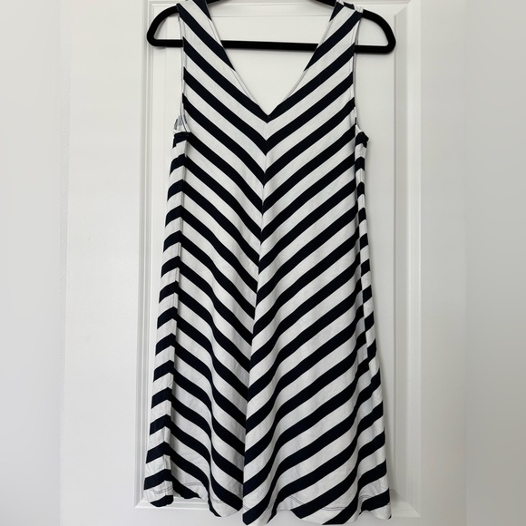 LOFT Dresses & Skirts - LOFT Navy & White V-Neck Striped Maxi Dress - Sleeveless A-Line